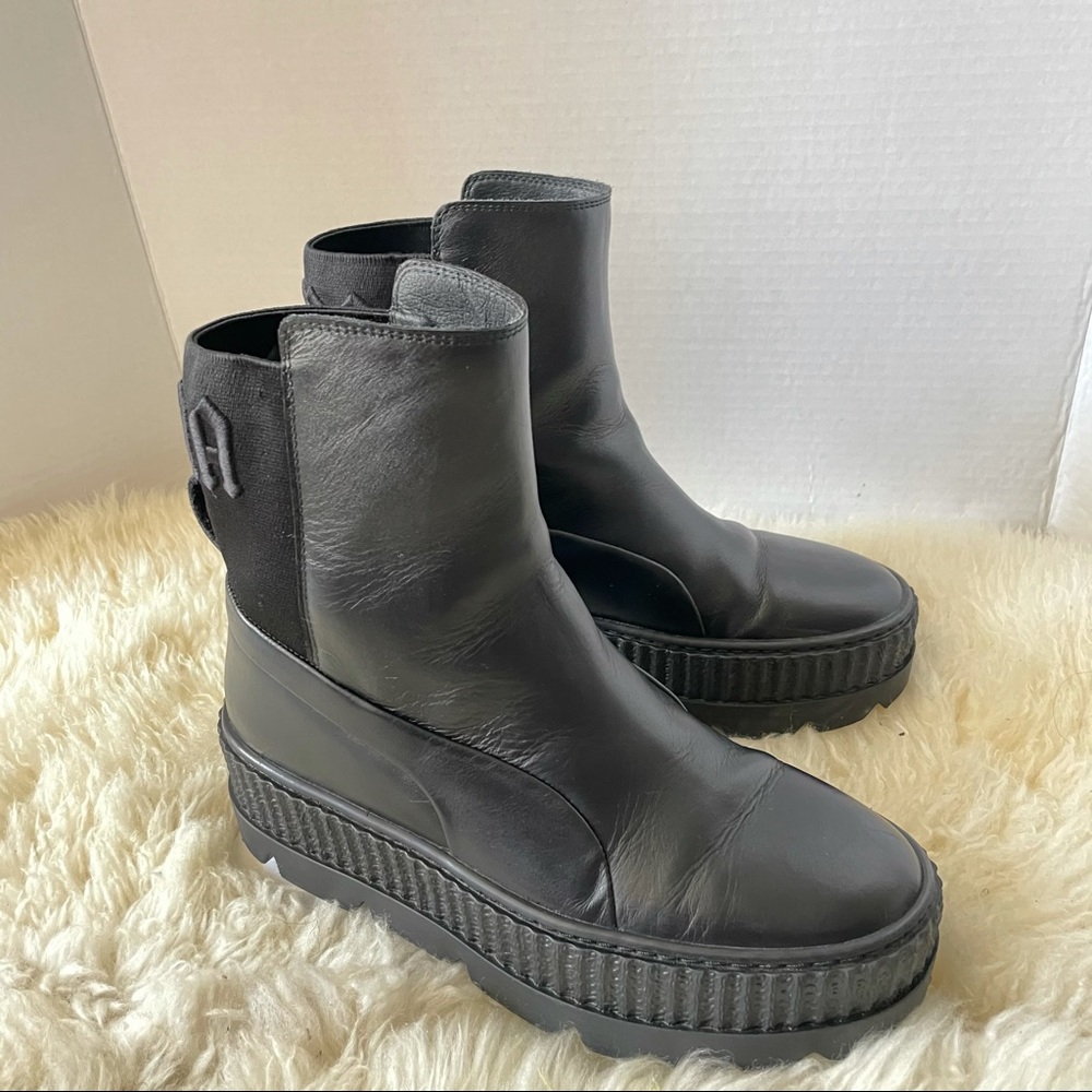 Puma Fenty Chelsea Sneaker Boots Leather Black Size 7.5